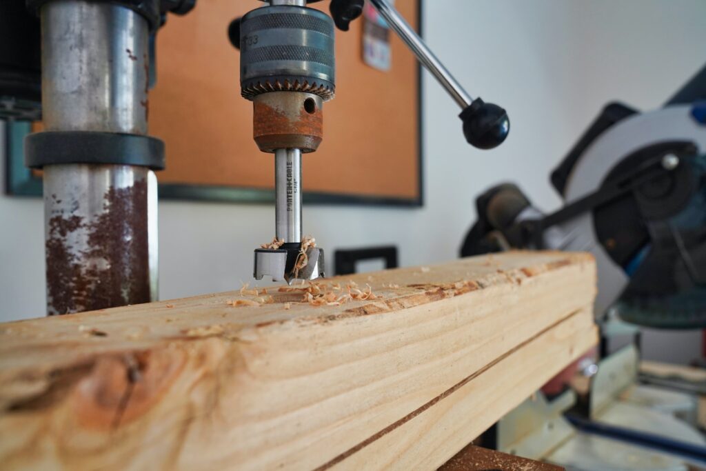 Drill press close up